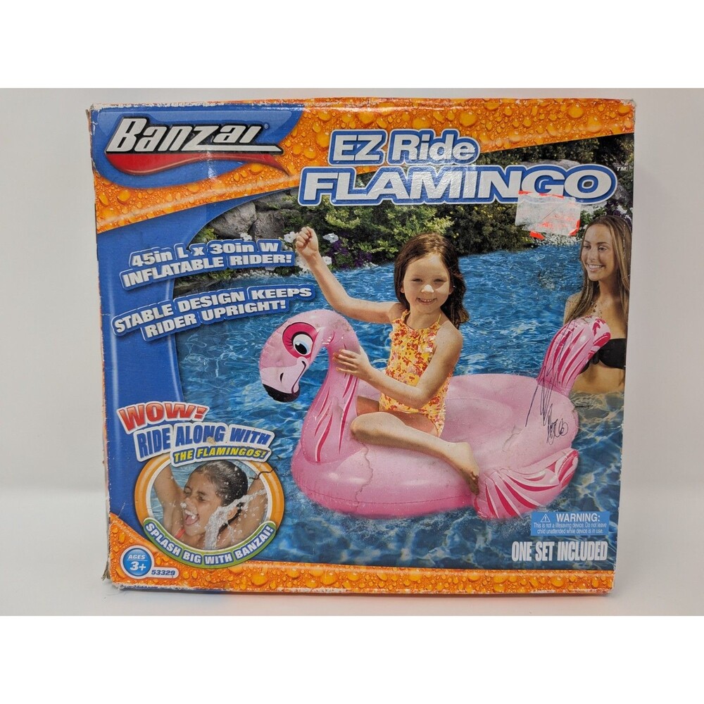 Banzai EZ Ride Flamingo Inflatable Pool Float 45" NIB Rare HTF Retro Y2K Vibe
